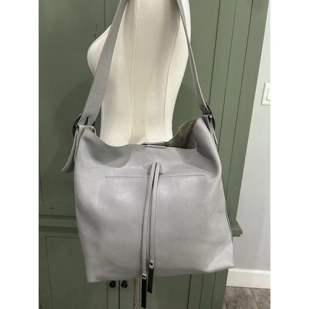 Joy Accessories JA L8051 Jillian Vegan Leather Large Hobo Bag w/Tassel Soft Grey